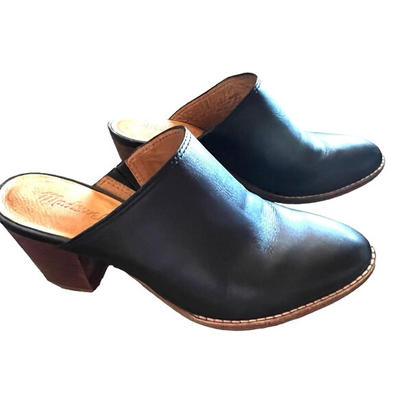 Madewell Shoes - Madewell Women’s Size 8 Leather Mules  2.5” stacked wood Heel Slip On